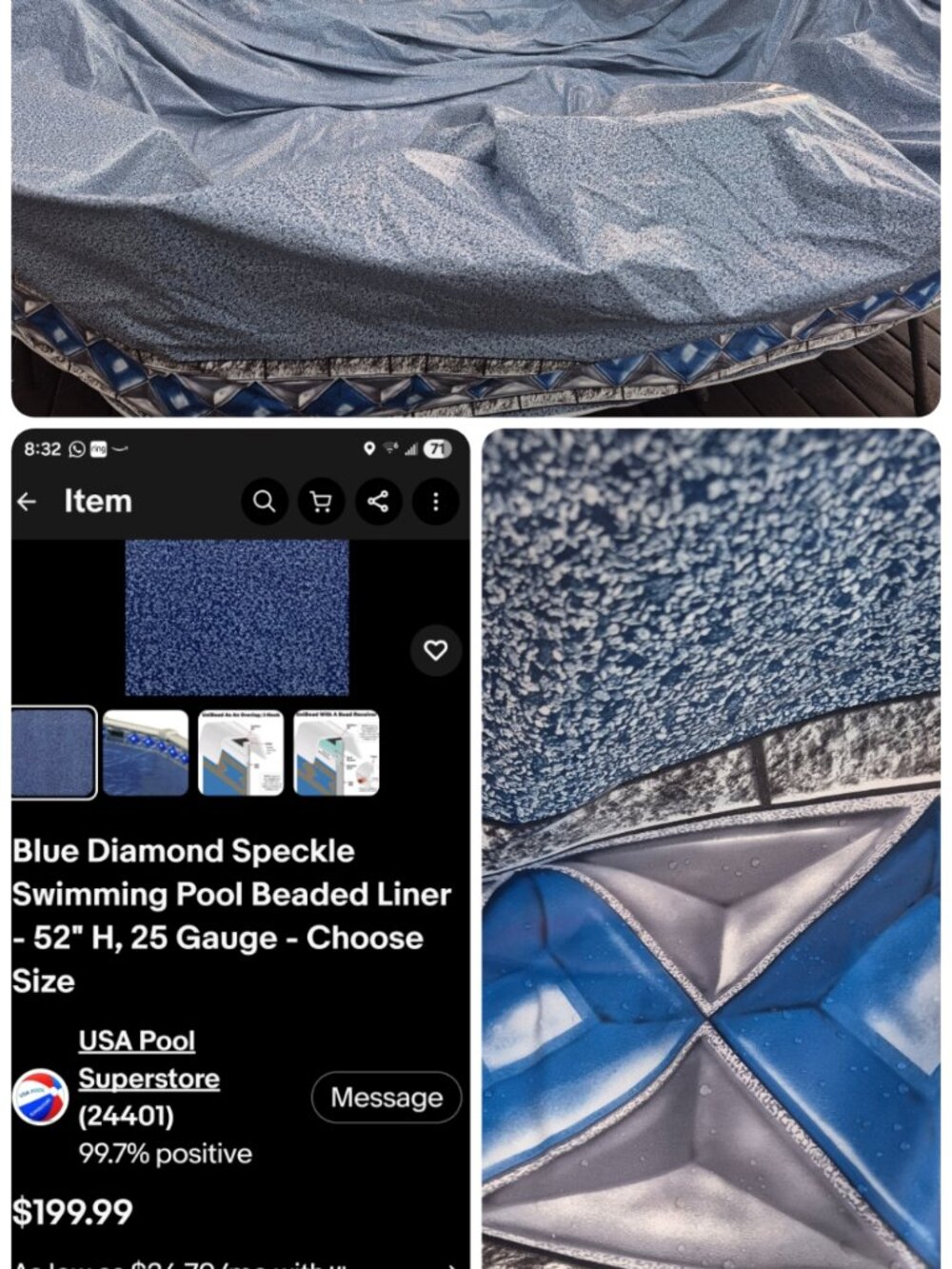 Blue Diamond Beaded Liner